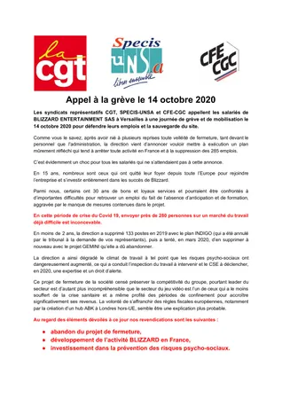 Les syndicats se dressent contre Activision Blizzard