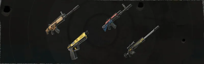 Fusils et pistolet de Fortnite Battle Royale utilisés pour comparer la moyenne portée