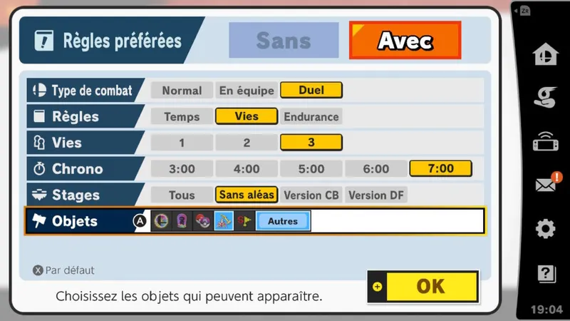 guide smash bros ultimate - améliorer puissance smash - suggestion de préférences