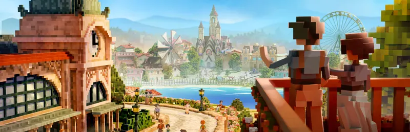 Town to City montre une ville voxel méditerranéenne dans sa version 1.0