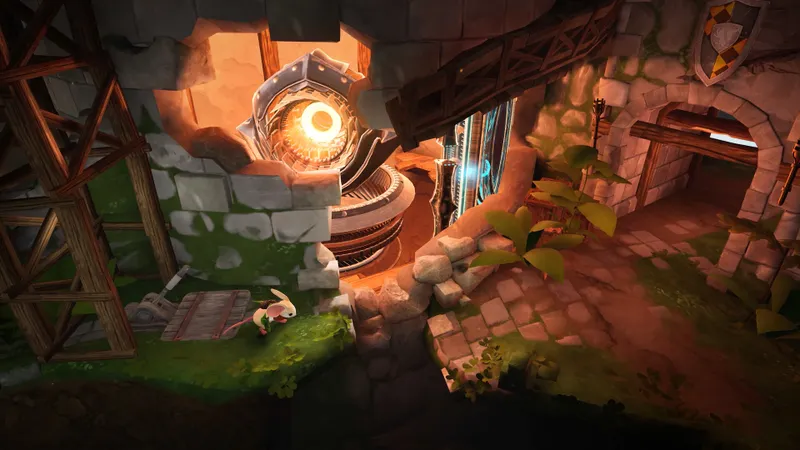 Quill dans une scène d’aventure de Moss The Forgotten Relic