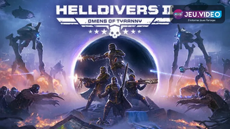 Escouade Helldivers avançant dans une zone de combat extraterrestre