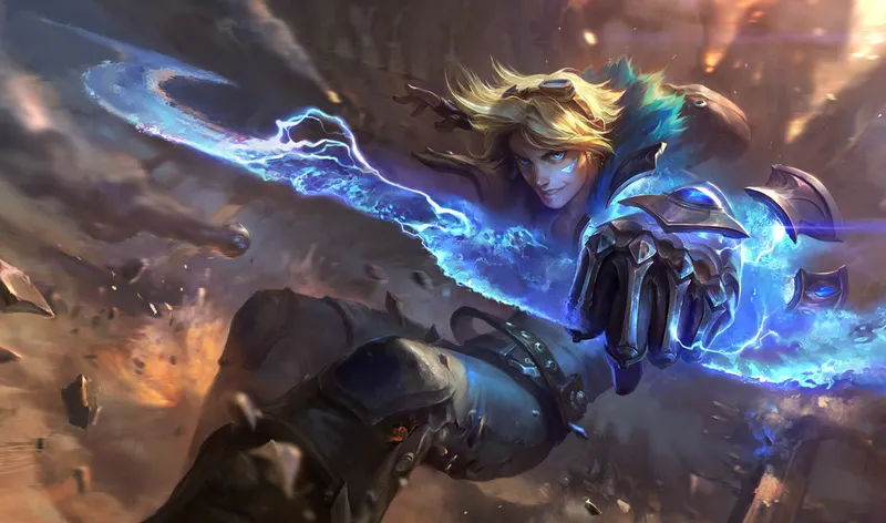 League of Legends shows Ezreal in a dynamic combat scene