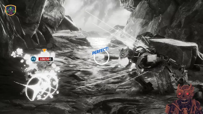 Echo Generation 2 montrant un combat tactique contre un robot dans une grotte