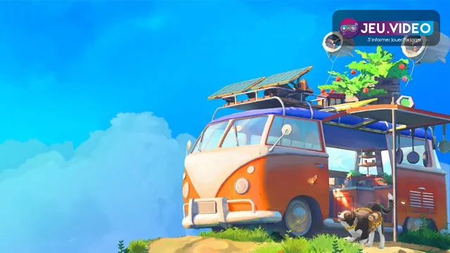 Outbound Game Pass montrant le van aménagé dans un monde coloré