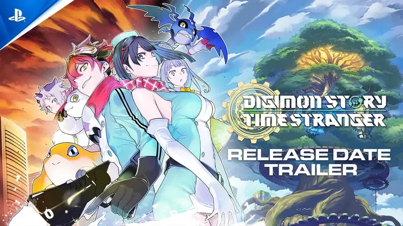 Digimon Story Time Stranger montrant le key art du trailer de date de sortie