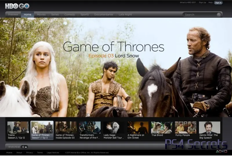 HBO arrive sur PS4