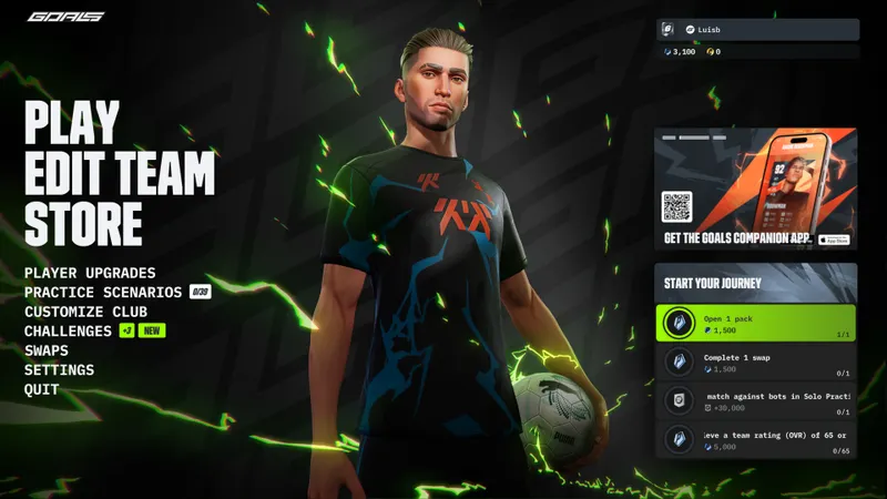 Capture officielle de GOALS montrant une action offensive et les cartes de joueurs visibles pendant un match