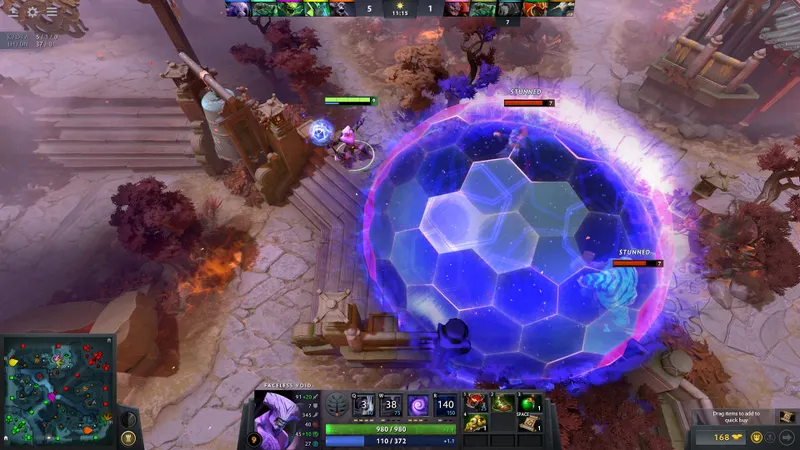 Scène officielle de Dota 2 accompagnant l’essai des capacités d’un héros dans Démo Hero avant une partie complète