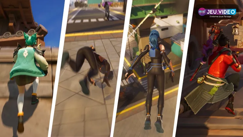 Zone officielle de Fortnite avec bâtiments et végétation pour illustrer les réglages de visibilité, FPS et qualité graphique