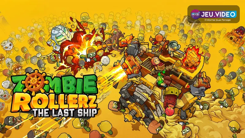 Zombie Rollerz Switch montre le vaisseau roulant face aux hordes de zombies