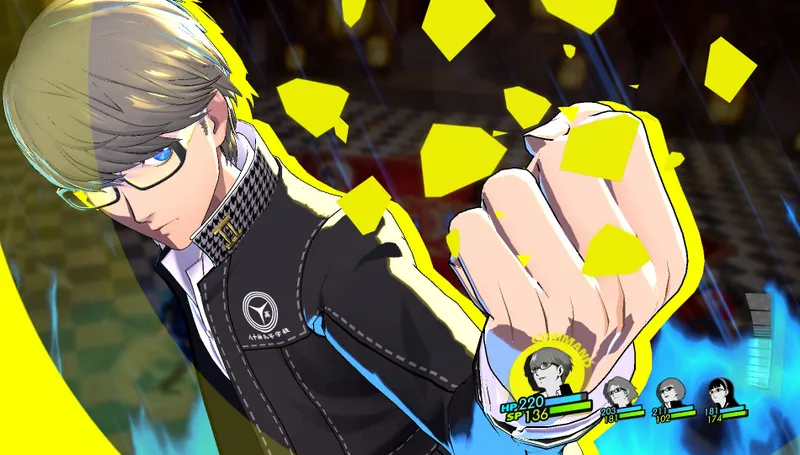Persona 4 Revival présente le protagoniste en combat avec une interface modernisée