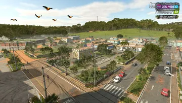 Farming Simulator 25 : key art de Catuaí avec plantations et véhicules agricoles