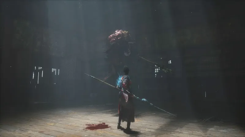 Scène officielle Wuchang Fallen Feathers montrant une zone sombre à explorer avant un combat difficile