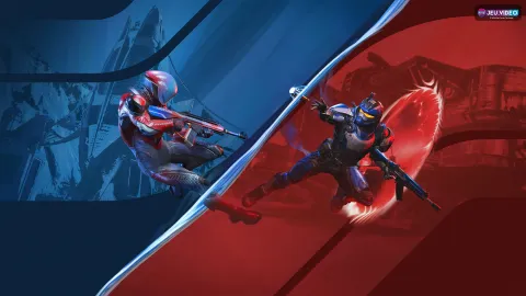 Visuel officiel de Splitgate montrant trois combattants futuristes en escouade