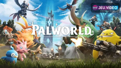 Visuel officiel de Palworld avec les Pals principaux pour préparer une base, des ressources et le premier boss Zoe