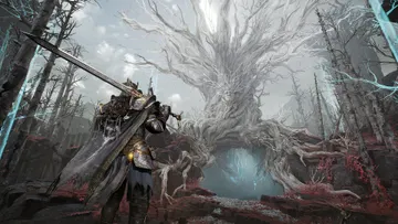 Mistfall Hunter, chasseurs face à une créature dans un décor de fantasy sombre