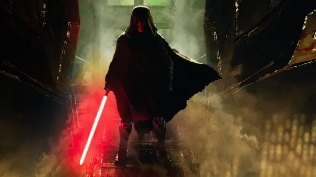 Visuel officiel de Star Wars Battlefront II montrant Dark Maul au sabre rouge pour un guide de gameplay Dark Maul