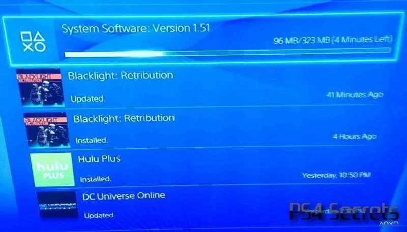 Update 1.51 pour la playstation 4