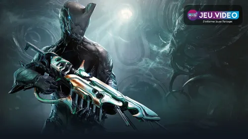 Warframe tenant une arme principale dans un couloir sombre pour illustrer les meilleures armes débutant à choisir