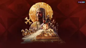 CK3 Roads to Power key art officiel avec empereur byzantin et Constantinople