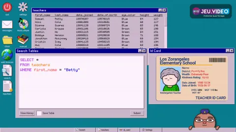 Capture officielle de Database Detective : Minor Crimes Division montrant l’interface d’enquête