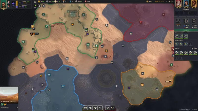 Territoires des quatres maisons dans Dune : Spice Wars