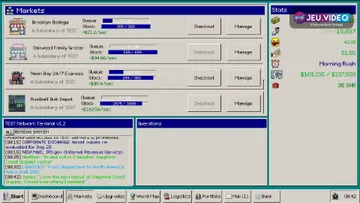 Visuel officiel de Market Chain 98 montrant une simulation économique rétro inspirée des ordinateurs des années 1990