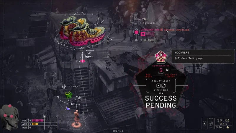 Dialogue tactique dans ZERO PARADES : For Dead Spies avec choix et succès en attente