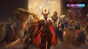 Visuel officiel Steam de Dota 2 montrant plusieurs héros, utilisé pour un guide offlane sur les rôles et objectifs de carte