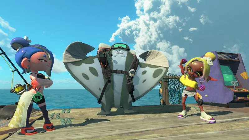 Shiver, Frye et Big Man dans Splatoon Raiders sur une plateforme