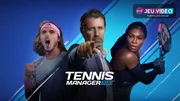 Tennis Manager 26 avec joueur de tennis et logo officiel du jeu