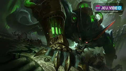Splash art officielle de Warwick utilisée en couverture pour un guide débutant jungle sur League of Legends.