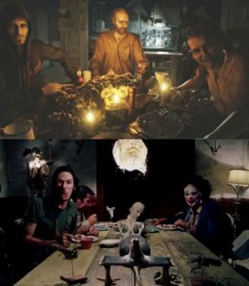 Similarité avec la scène culte de Massacre à la tronçonneuse Resident Evil VII