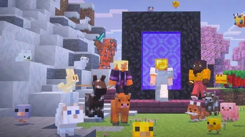 Minecraft Java Realms dans un paysage cubique de l’univers Realms