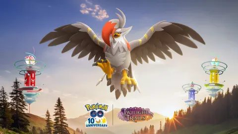 Pokémon GO Étouraptor dans un visuel consacré aux Super Méga-Raids