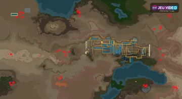 Base Factorio en vue aérienne avec chaînes de production et défenses contre les biters