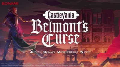 Castlevania Belmont's Curse key art officiel avec Paris et le château gothique