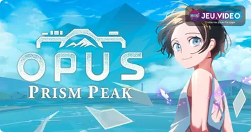 OPUS Prism Peak PS5 trailer officiel avec logo et héroïne dans un champ bleu