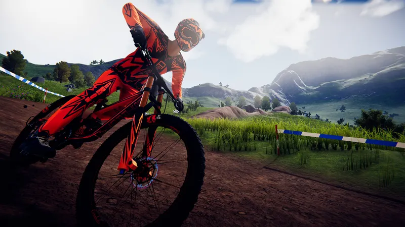 Descenders montrant une descente rapide sur un terrain montagneux, exemple de parcours où contrôler la vitesse fait progresser