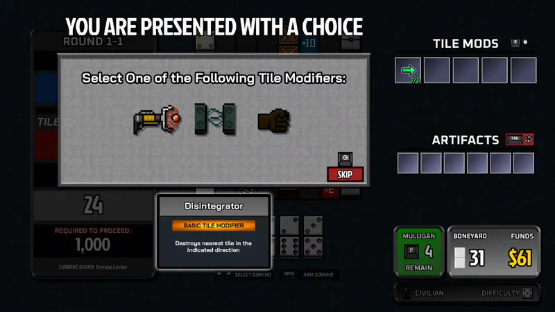 Dominocalypse: imagen oficial de gameplay que muestra la información del jugador de la sección 4