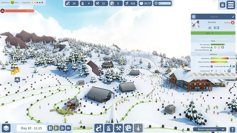 Snowtopia - menu de gestion