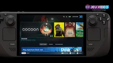 Écran d’accueil SteamOS sur Steam Deck montrant la bibliothèque et l’interface à régler avant d’optimiser un jeu exigeant