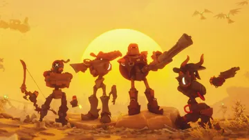 Far Far West Steam avec ses cow-boys robots dans le désert