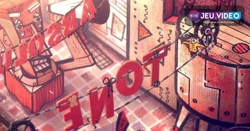 Phonopolis montrant le logo du jeu et la ville de carton d’Amanita Design