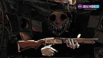 Buckshot Roulette key art officiel avec le Dealer et un fusil à pompe