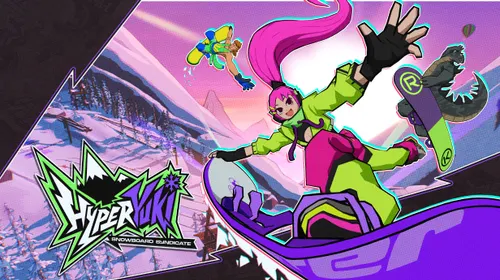 HYPERyuki trailer avec snowboardeuse arcade et logo officiel du jeu