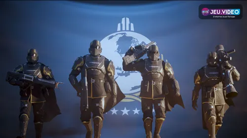 Escouade Helldivers 2 prête au largage pour une mission Illuminate Exospire en coopération