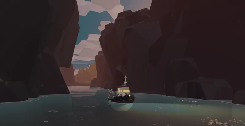 Bateau de Dredge dans un passage rocheux étroit à explorer de jour