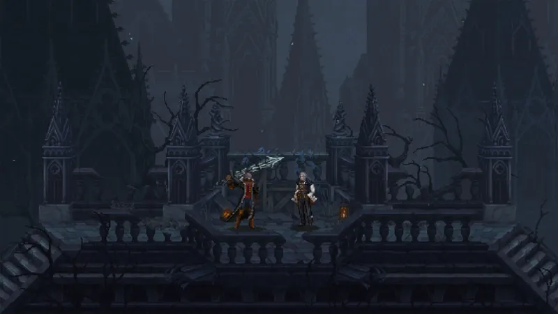 Salle obscure de The Last Faith avec plateformes et ennemis